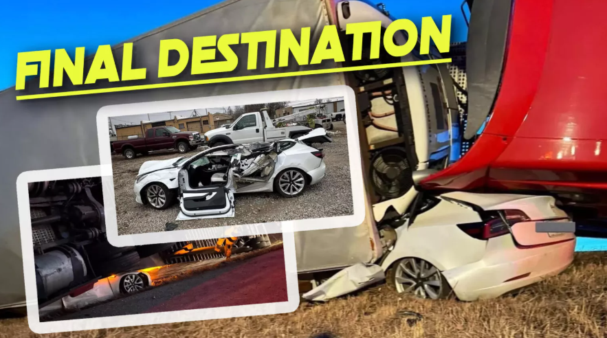 El propietario del Model 3 de alguna manera escapó con vida después de que un camión volcara sobre su vehículo eléctrico y aplastara el techo.